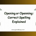 Opening or Openning Correct Spelling Explained
