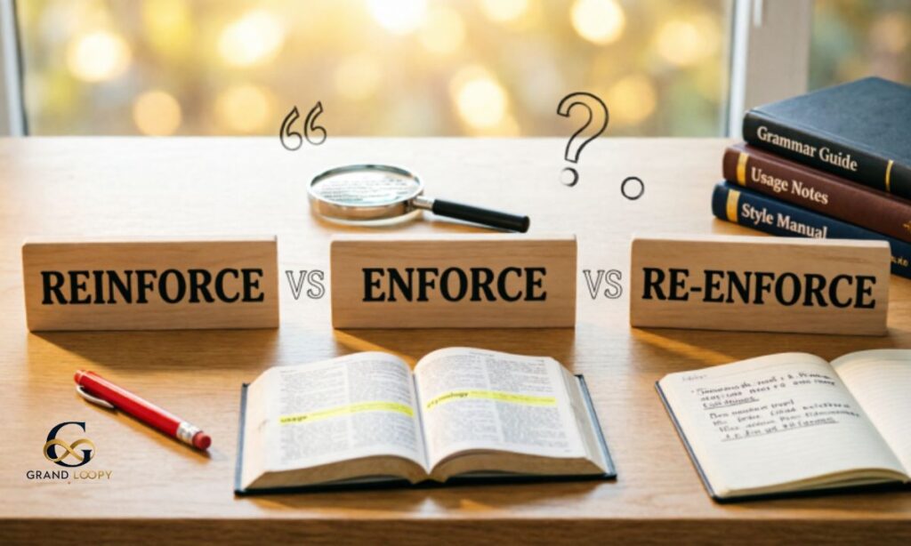 Reinforce vs Enforce vs Re-enforce